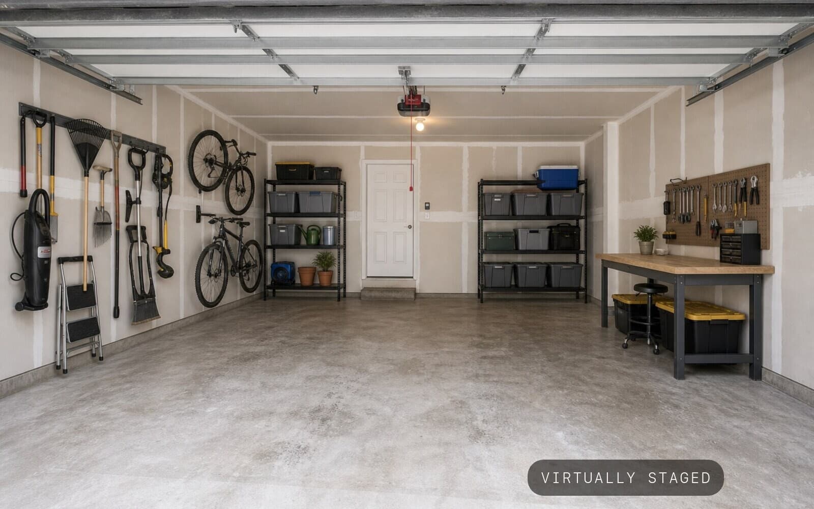 Garage cluttered garage -> organized storage sample transformation — staged