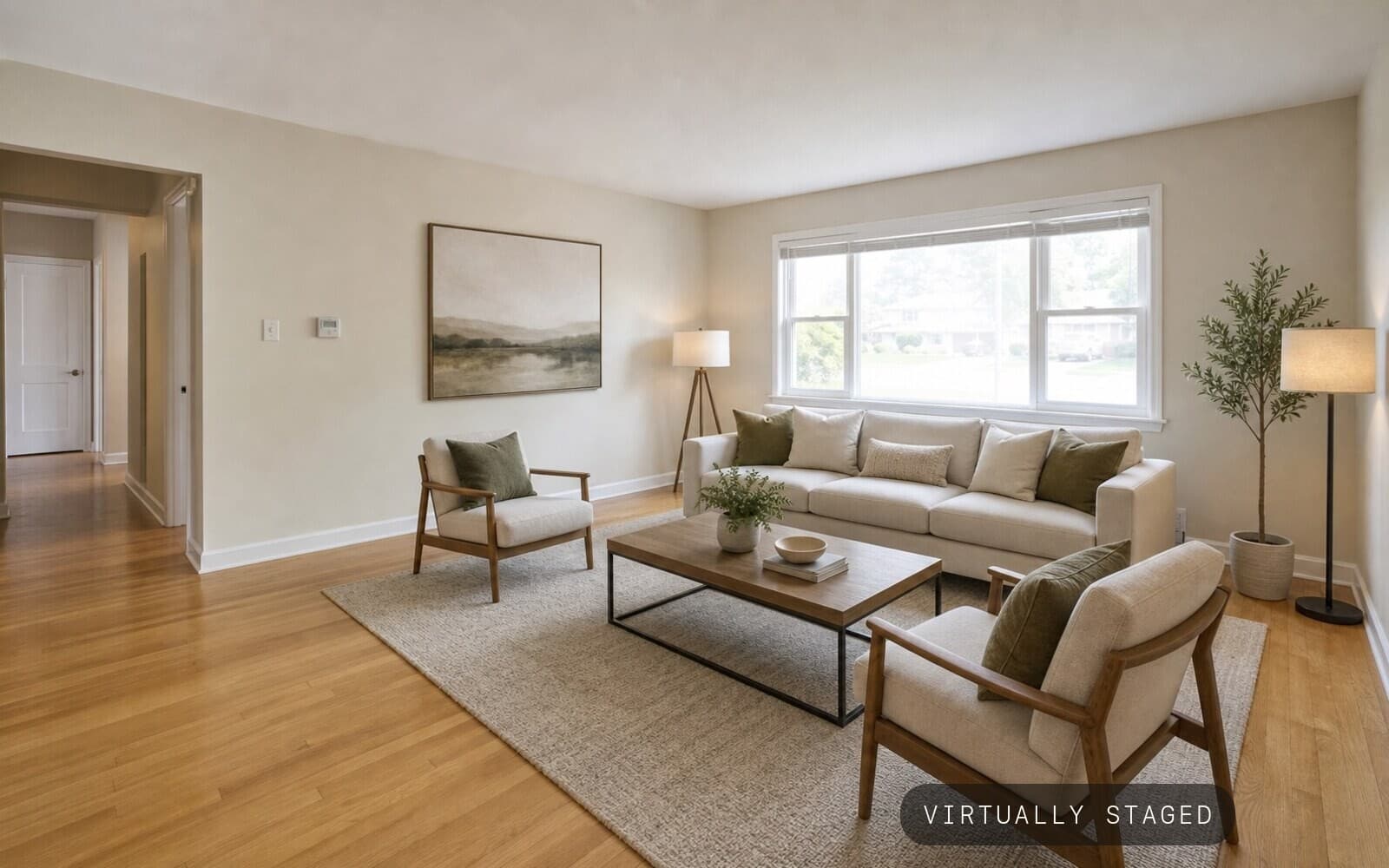 Living Room vacant living room -> staged sample transformation — staged